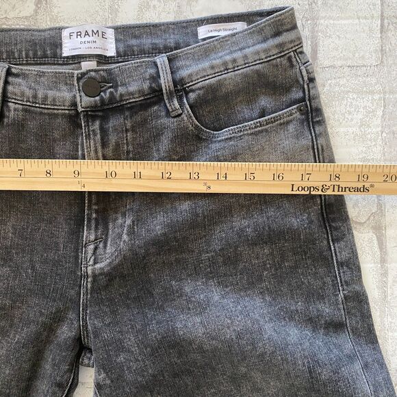 Frame Le High Straight Leg Jeans Silver Strike Split Hem Frayed Denim Sz 30 - Picture 4 of 13